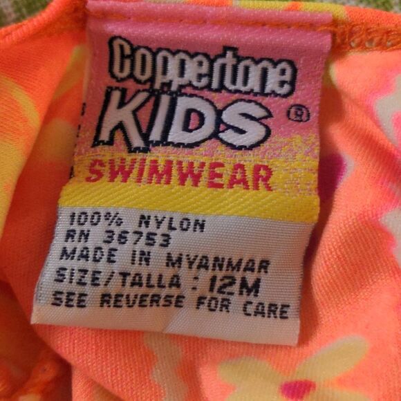 Copper tone kids vintage neon swimsuit size 12 months - Picture 3 of 4